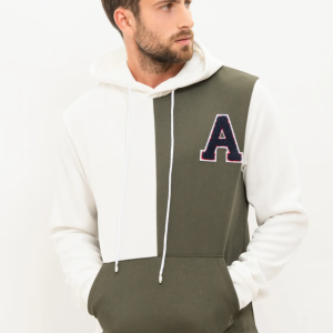 sweat à capuche bicolor kaki