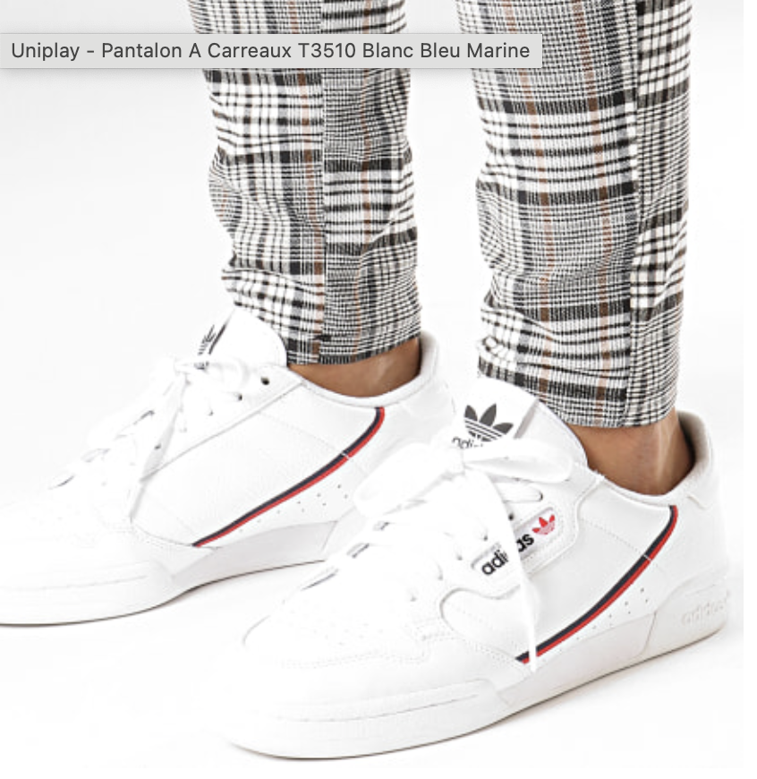 Pantalon à carreaux beige, bleu marine