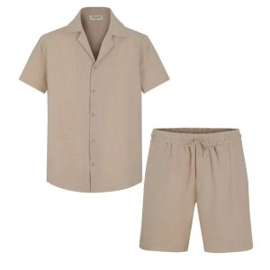 Ensemble chemise et short beige