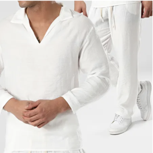 Ensemble t-shirt manches longues et pantalon blanc