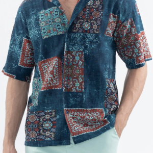 Chemise à manches courtes à motif intégral
