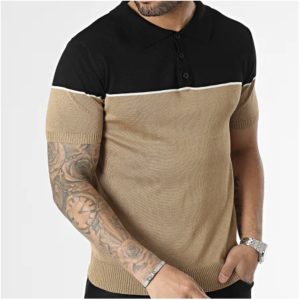 Polo Manches Courtes Camel Noir