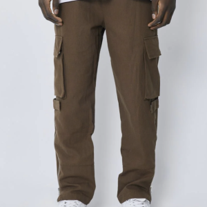 Pantalon cargo toile à fentes zippées